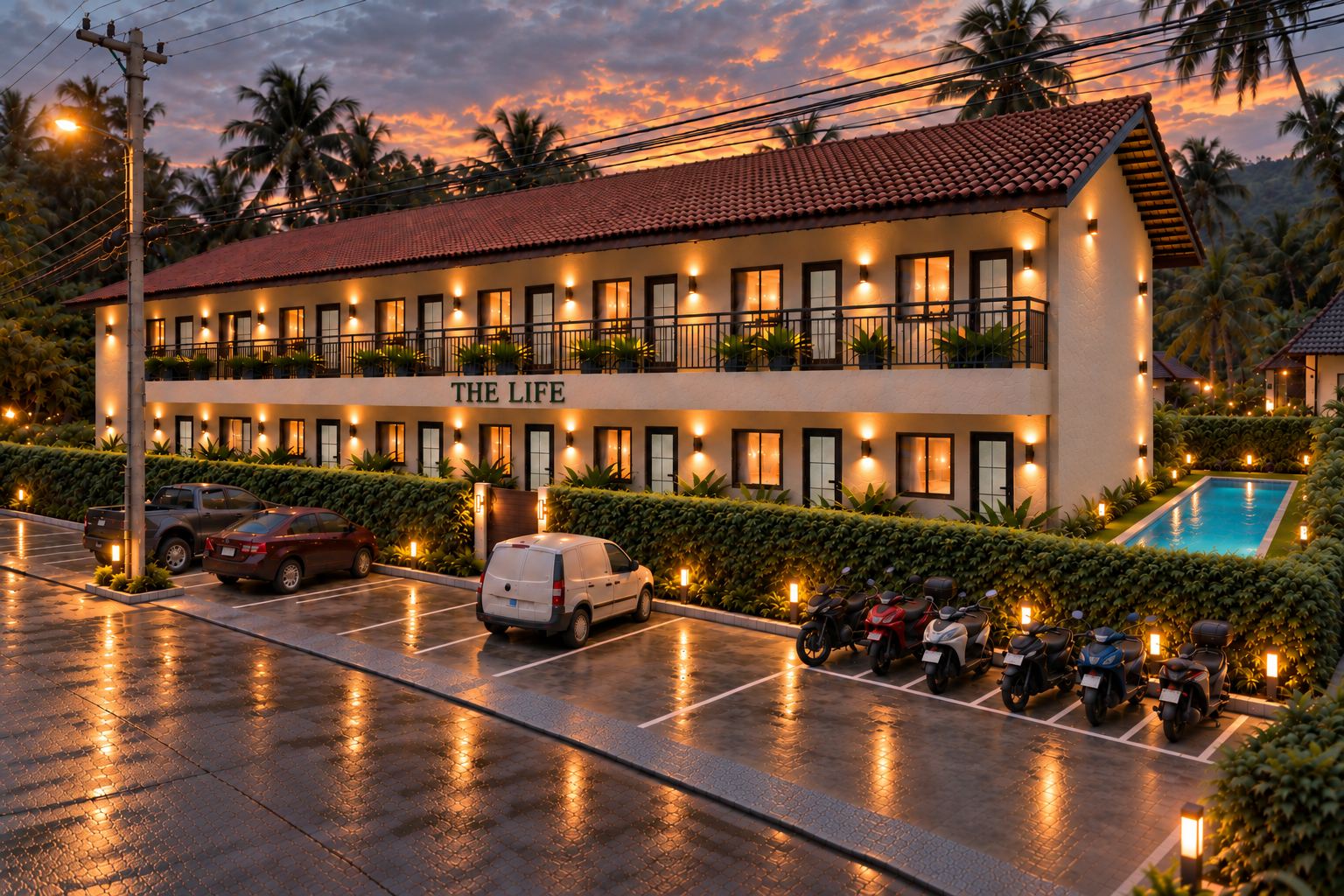 THE LIFE Samui building at dusk — architectural rendering